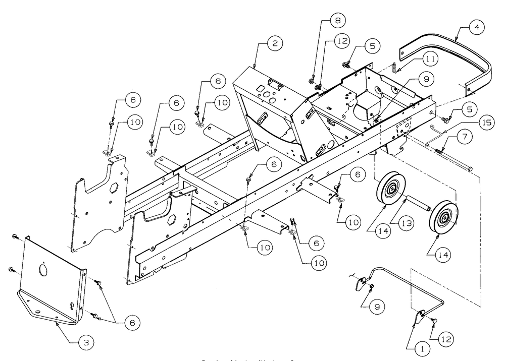 Frame And Drawbar Diagram and Parts List for 2518-44 13A208L100-13B288L100 Cub Cadet Lawn Tractor